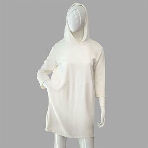 Max Mara Leisure Jersey Dress with hoodie Shirt  cream gold zipper slits size S